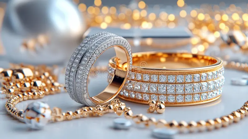 Luxury gold and diamond jewelry display
