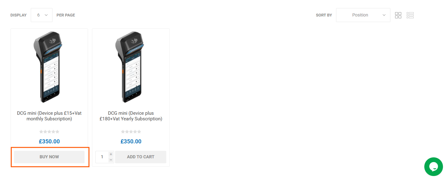 Buy Now product on the public storefront