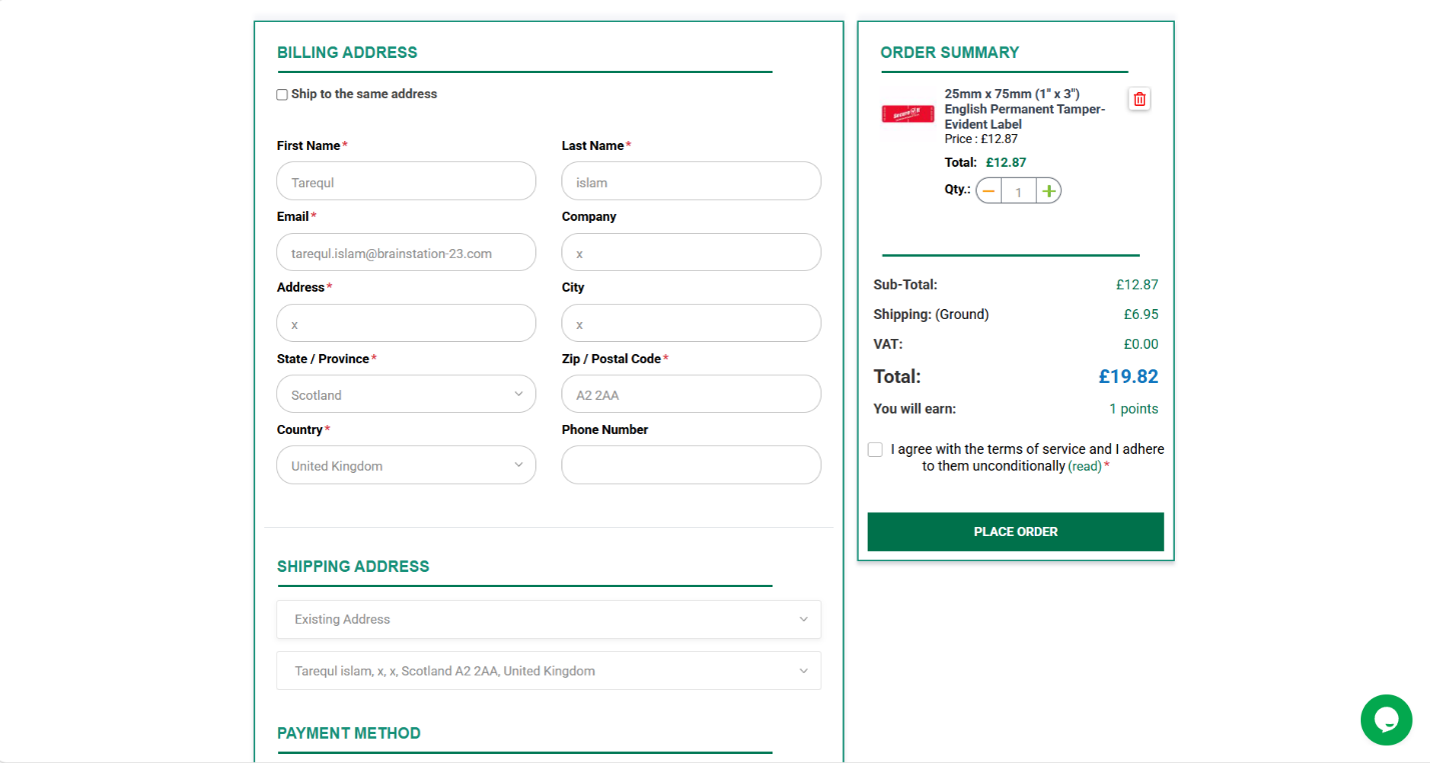 Custom One Page Checkout with Stripe payment option