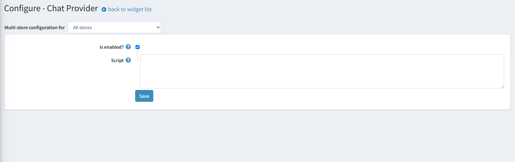 Chat Provider Admin Configuration