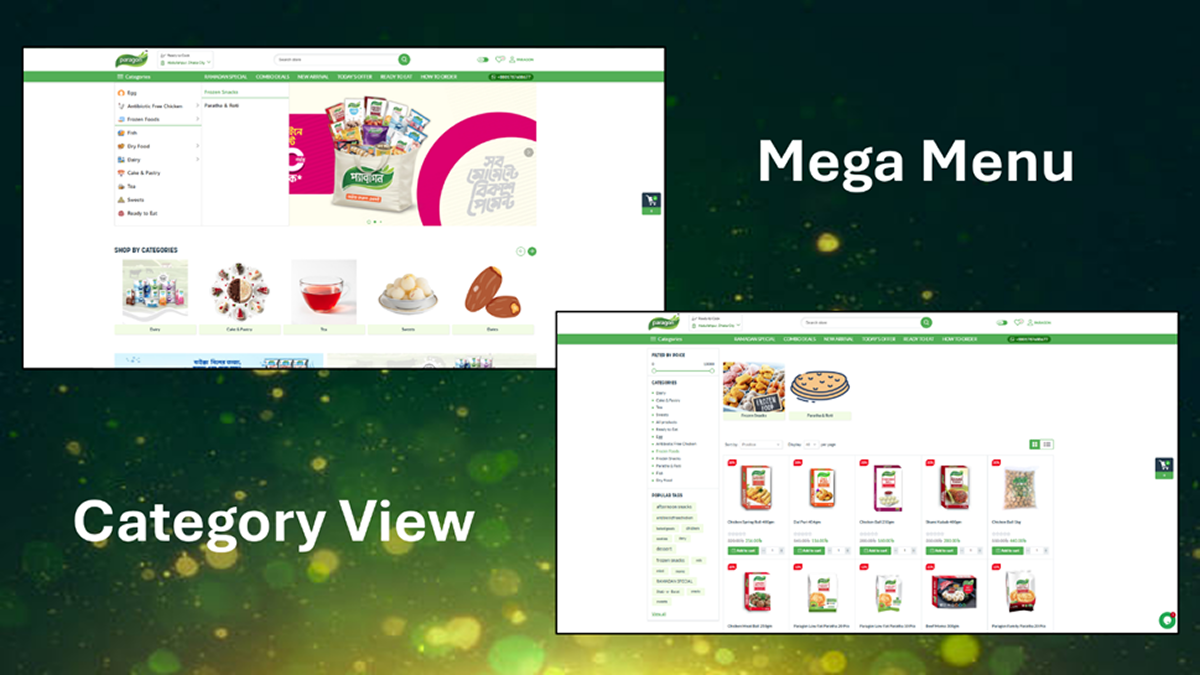 Mega Menu to Category Product Listing