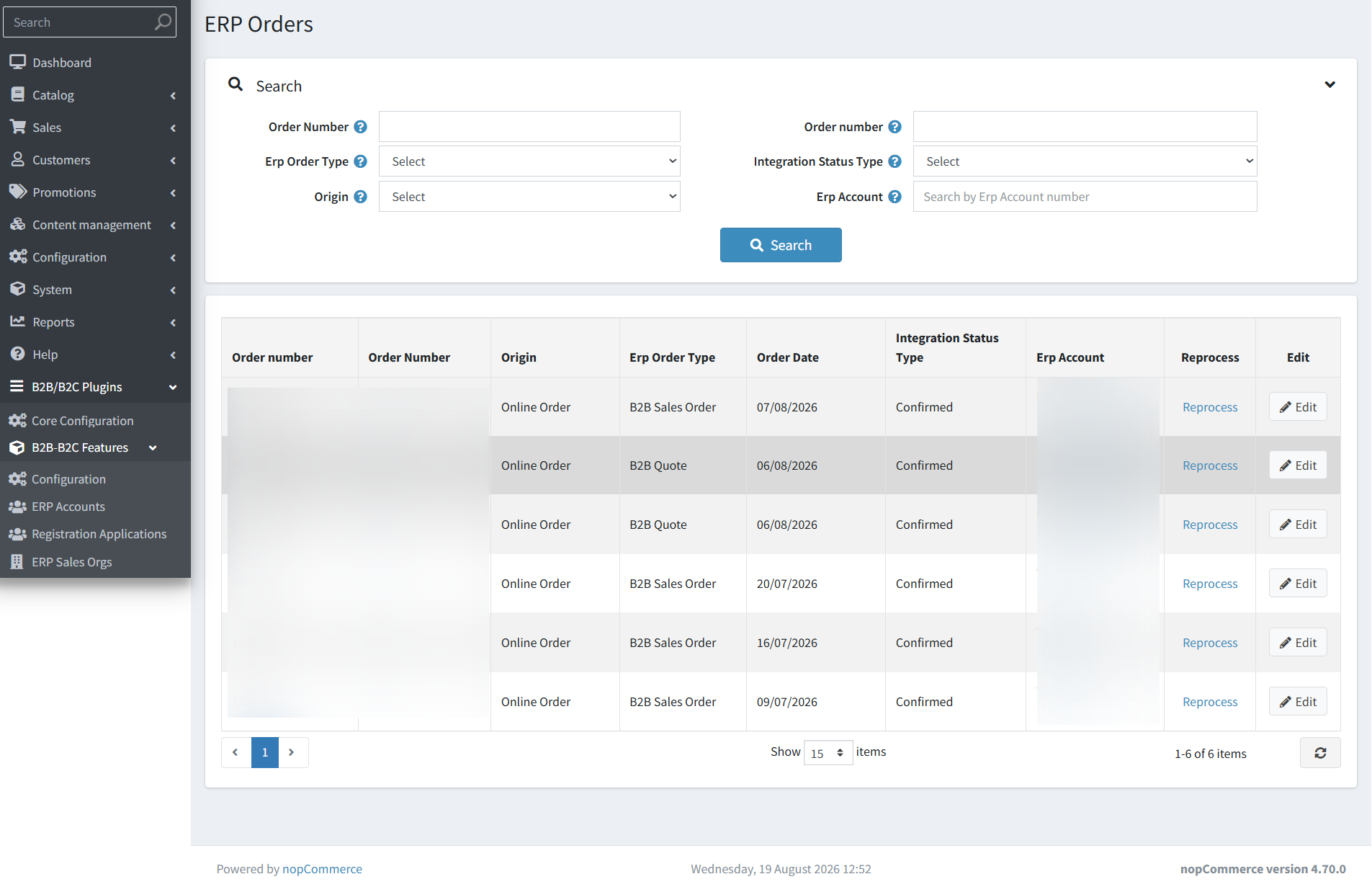 ERP orders with B2B and B2C document types ERP orders with B2B and B2C document types