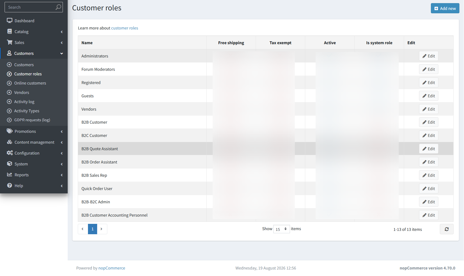 B2B and B2C customer roles B2B and B2C customer roles