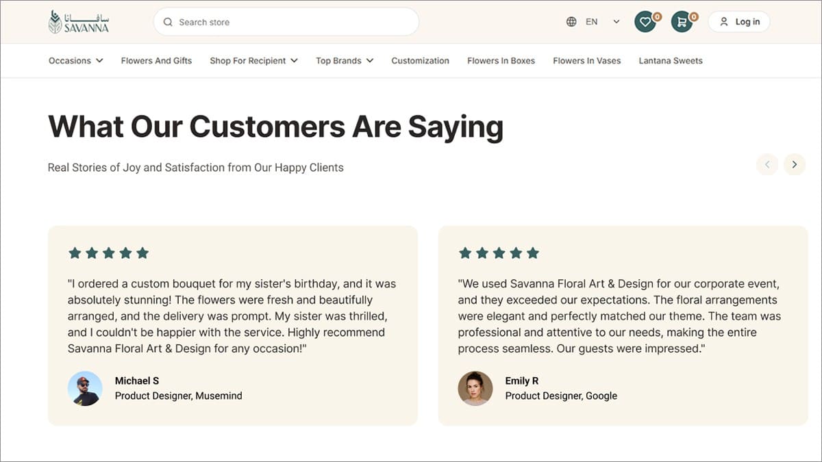 Customer testimonials