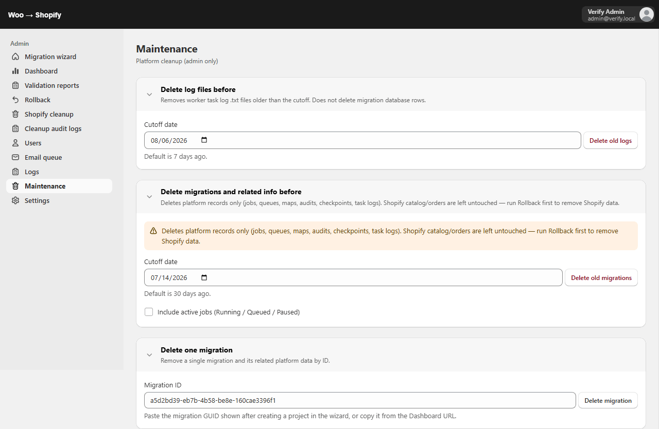Maintenance page