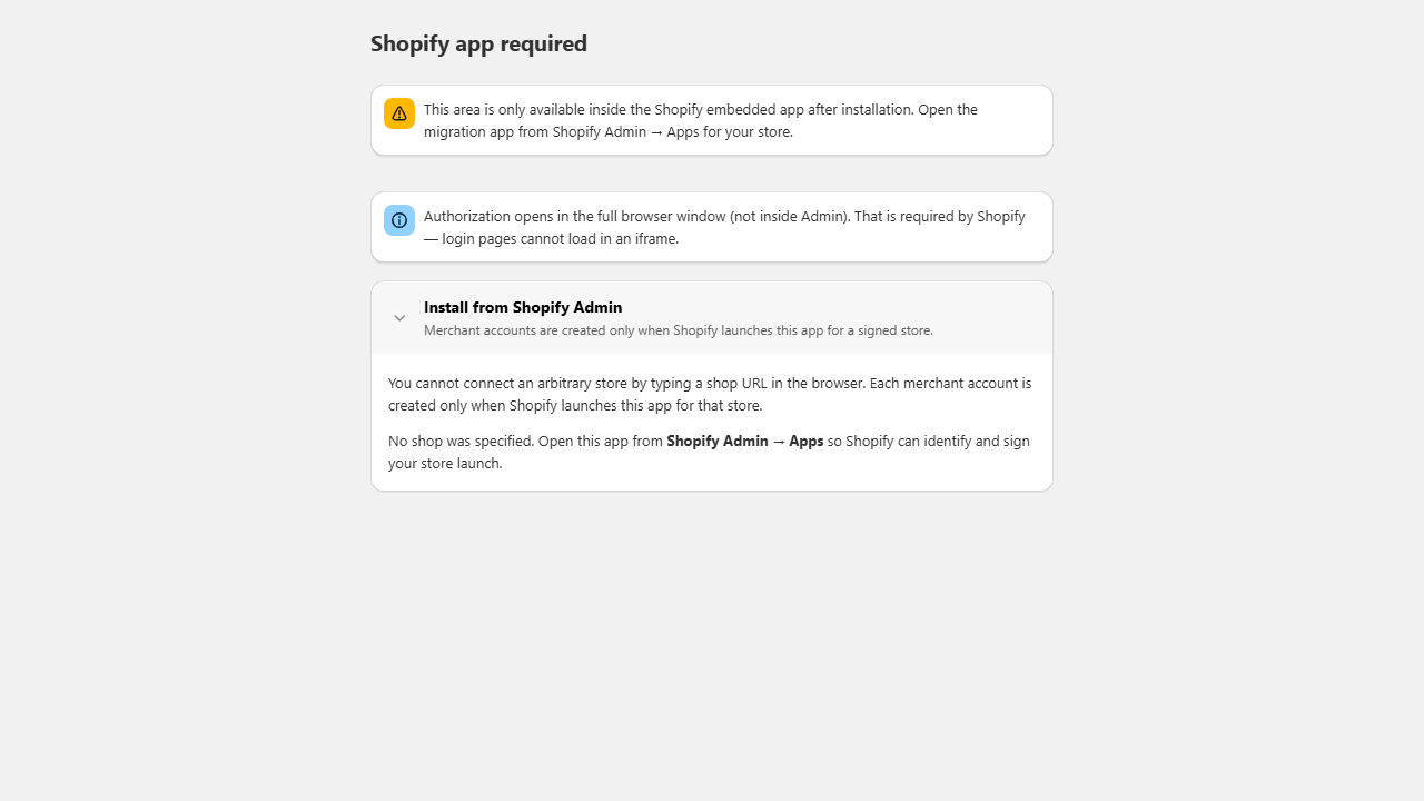Shopify app required screen