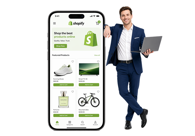 Shopify storefront on mobile