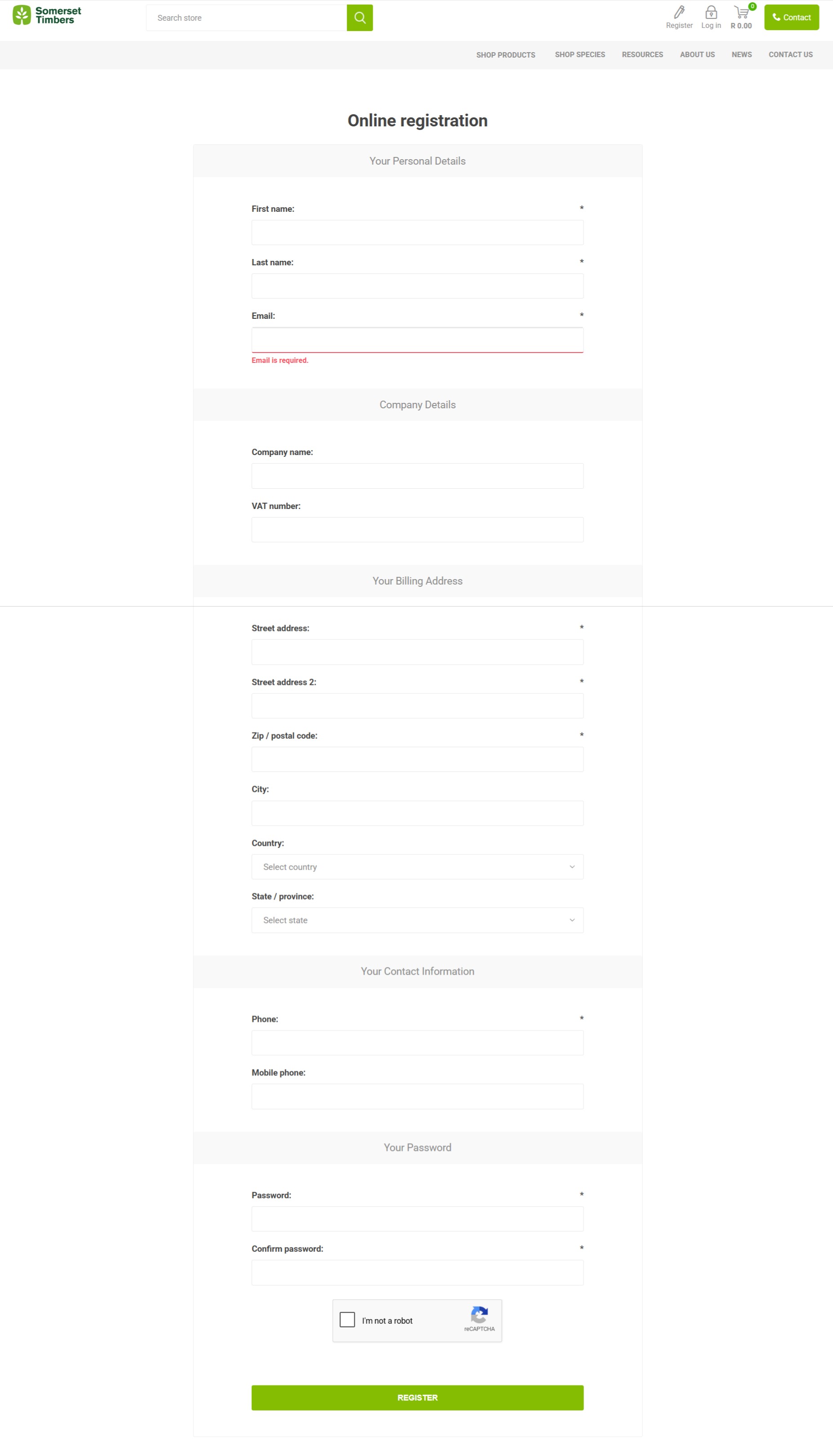 Customer registration Customer registration
