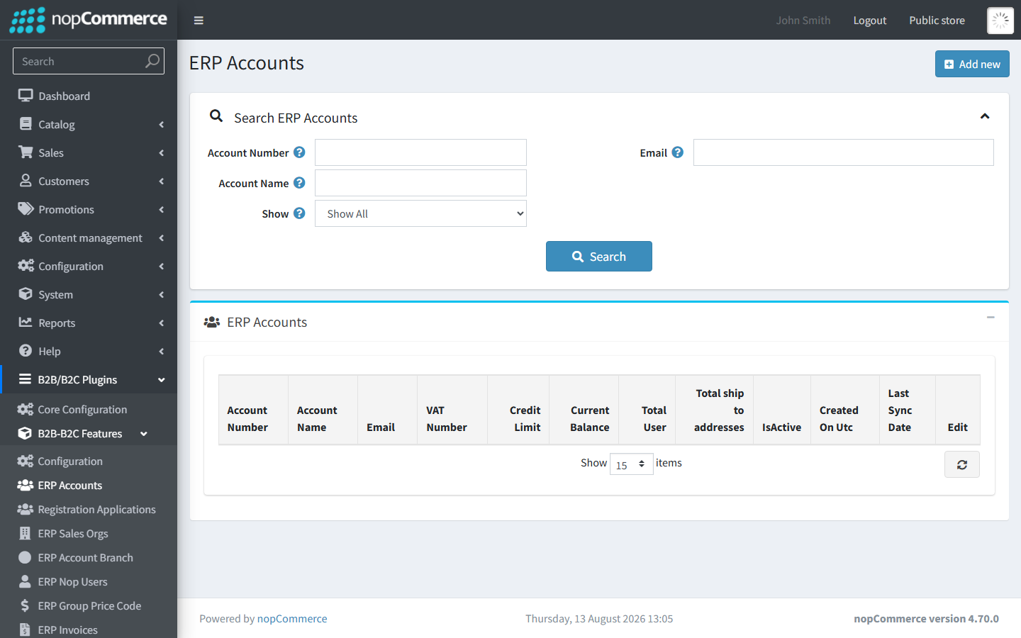 Admin - ERP accounts synced from Business Central Admin - ERP accounts synced from Business Central