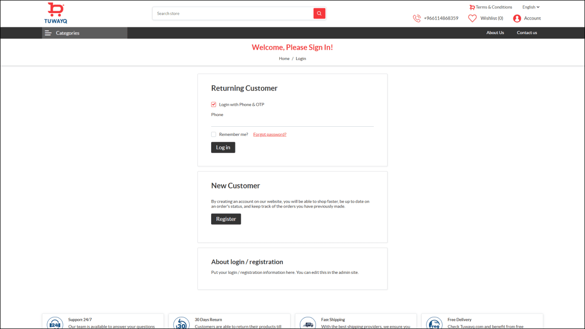 Phone number-based login/sign-up with OTP Authentication