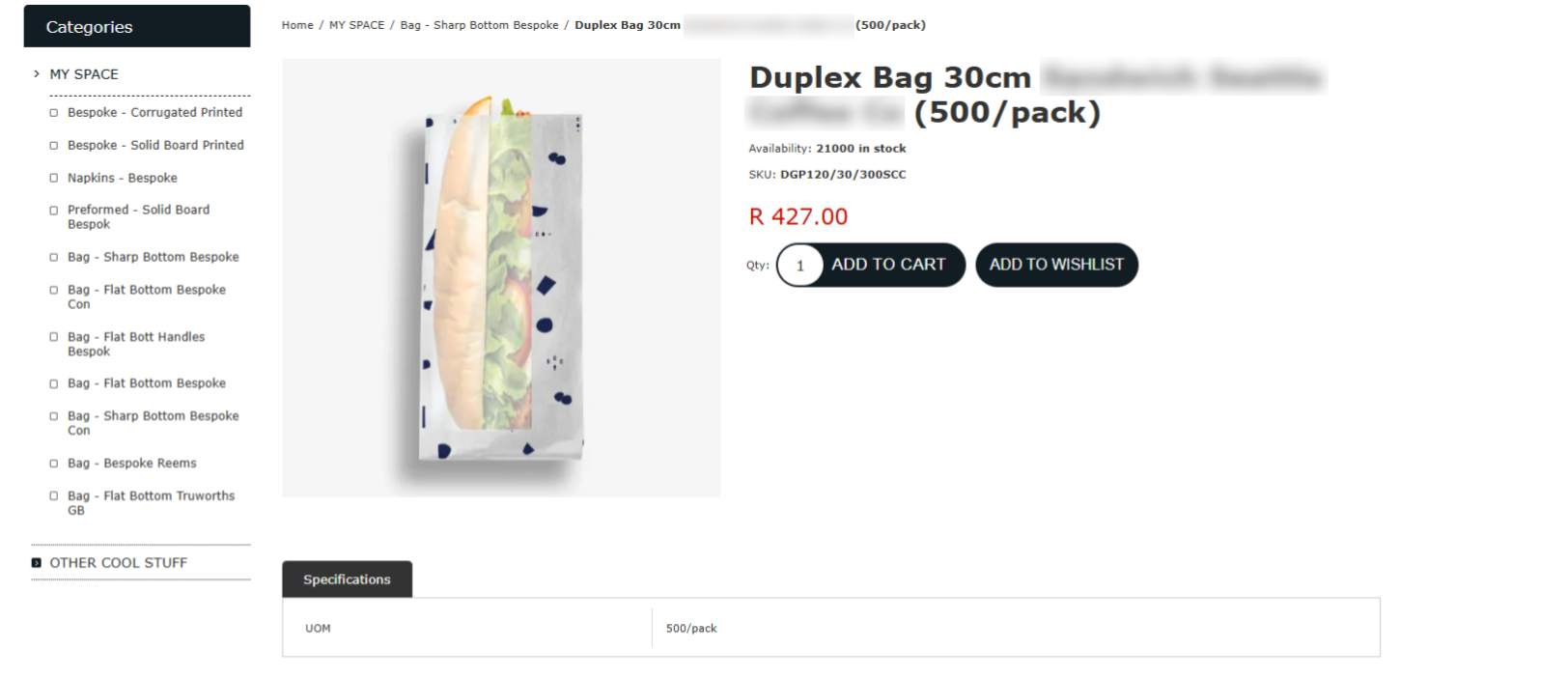 Product detail: stock, SKU, account-resolved pricing, and pack UOM (500/Pack) Product detail: stock, SKU, account-resolved pricing, and pack UOM (500/Pack)