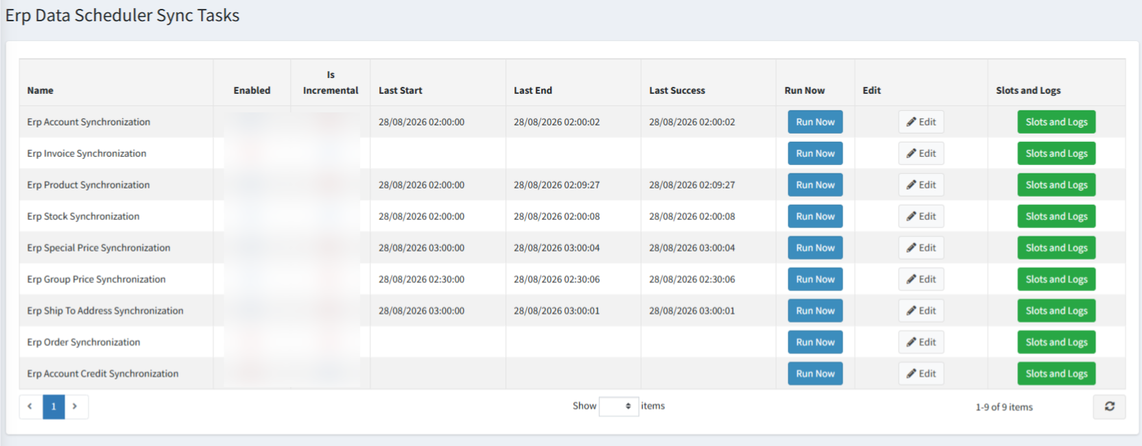 Admin ERP data scheduler sync tasks Admin ERP data scheduler sync tasks
