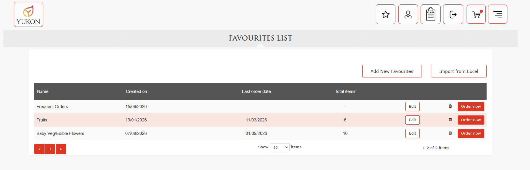 Order list is saved for easy repeat order placement Order list is saved for easy repeat order placement