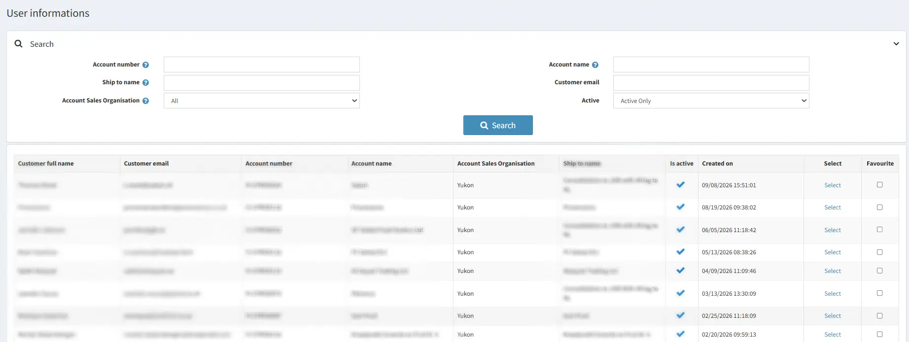 Sales reps start from a searchable list of customer accounts and select one to assist Sales reps start from a searchable list of customer accounts and select one to assist