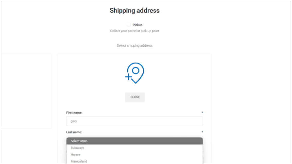 The cities that are not restricted appear in the shipping address.
