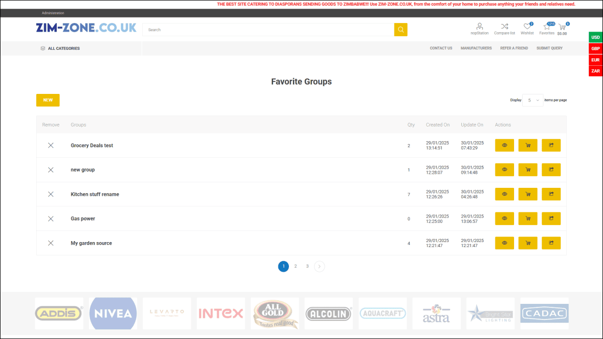 Favorite Cart (Groups)